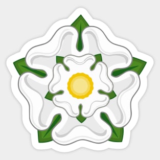 English White York Rose Tudor Heraldic Emblem Sticker